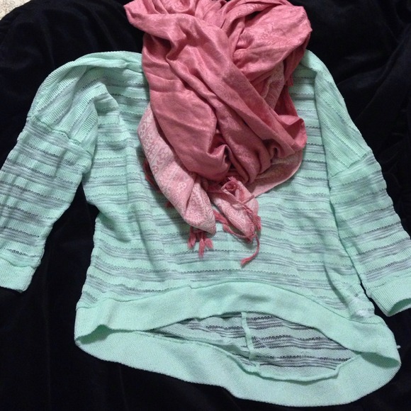 Mint 3/4 sleeve light sweater top