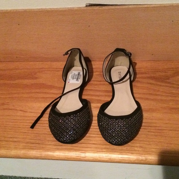 never worn black flats with jewel toe detail