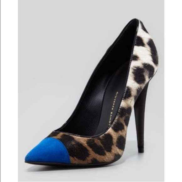 4.5" Giuseppe Zanotti Leopard Color Block Pumps