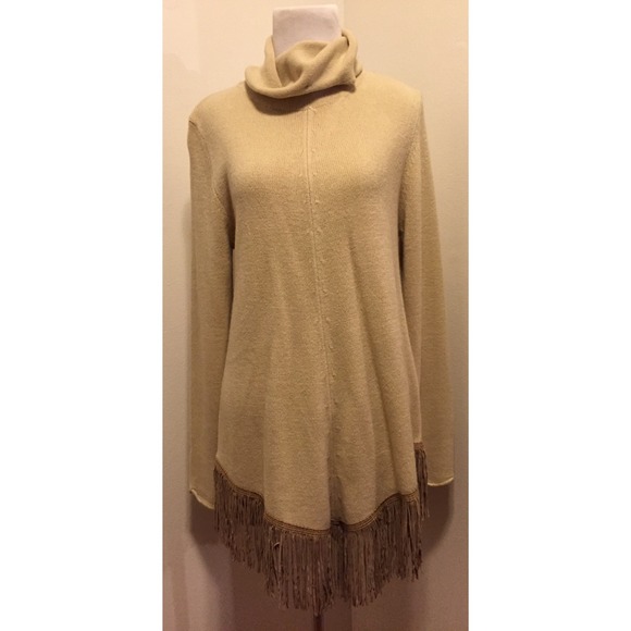 Susan Graver Lightweight Turtleneck Fringe Sweater