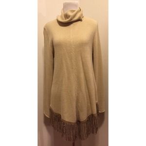 Susan Graver Lightweight Turtleneck Fringe Sweater