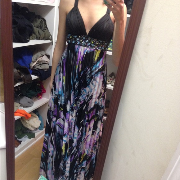 Watercolor printed prom dress - Picture 1 of 4