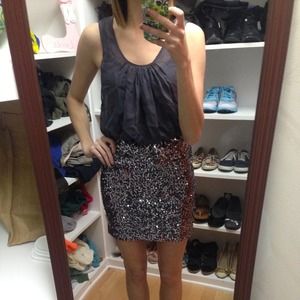 Sequin gray prom dress