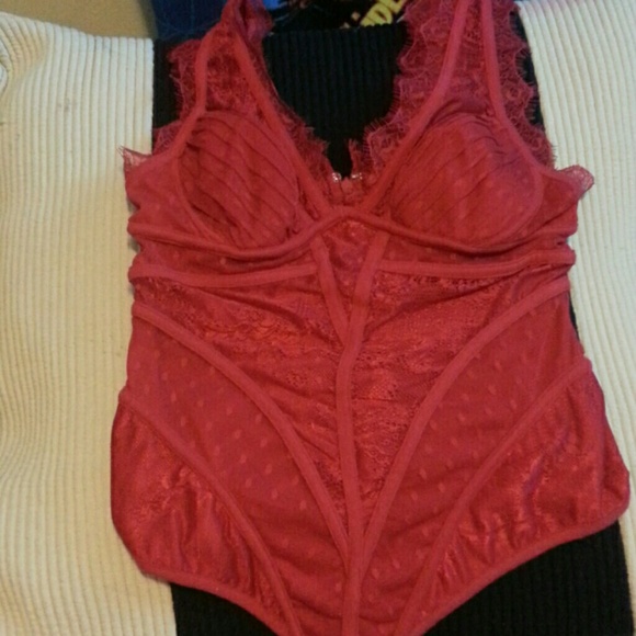 Bebe red lace top. New