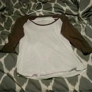 Express Taupe/White  baseball tee