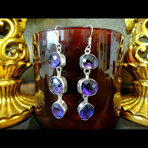 🎆SALE🎆 STERLING SILVER AMETHYST DROP EARRINGS