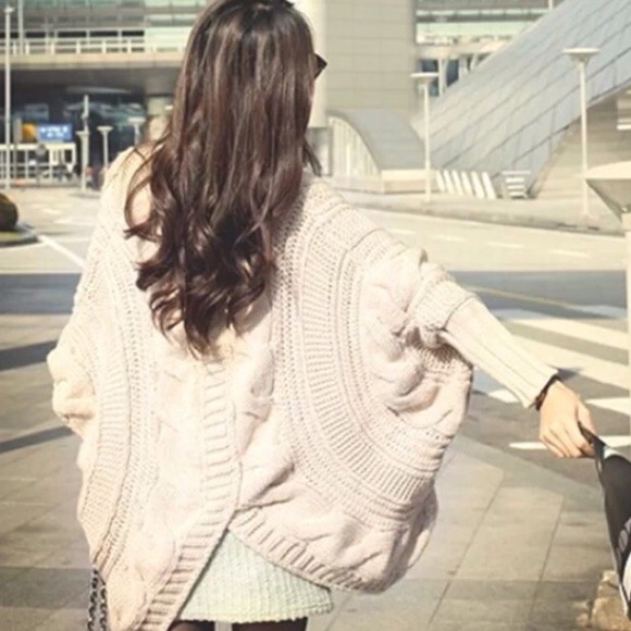 Cream loose batwing cardigan - Picture 4 of 4