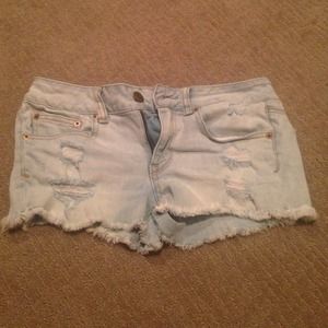 American Eagle Destroyed Denim Light Wash Shorts