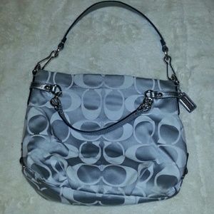 Coach Signature Slouch Purse Silver