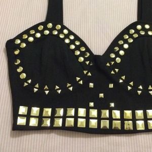 Cotton On Gold Studded Bralette Bustier Crop Top
