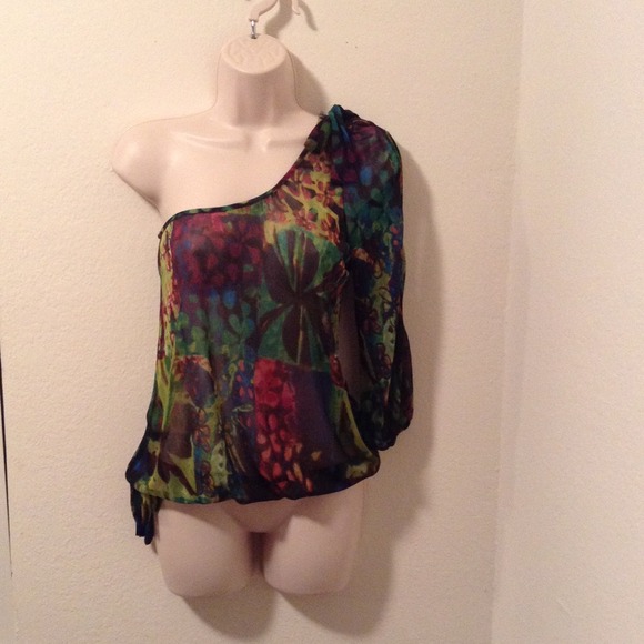 One shoulder sheer top