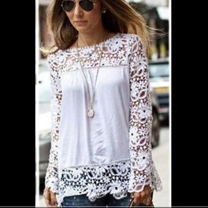 White floral lace blouse