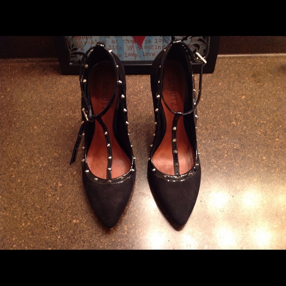Black studded heels size 7