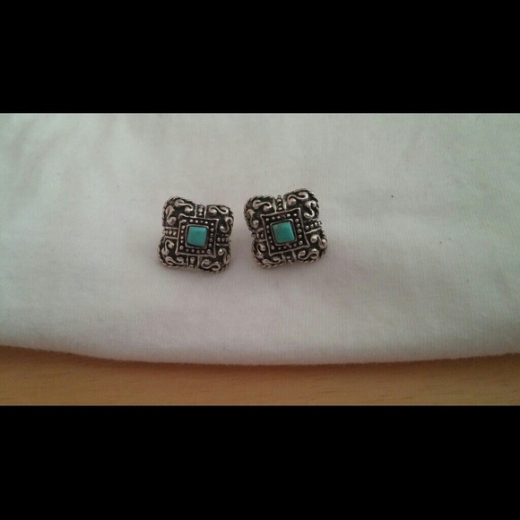 Handmade in Mexico Silver. & Turquoise Earrings