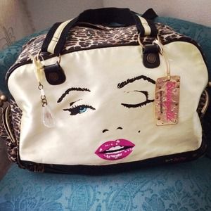 Betsey Johnson overnight duffel bag cheetah print