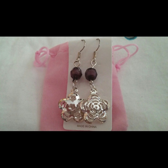 Unique silver & teak wood earrings