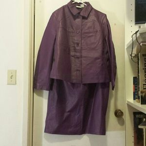 16W Purple Leather Skirt Suit