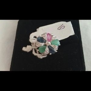 Gorgeous Emerald Ruby & Sapphire ring
