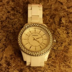 White Fossil women's watch