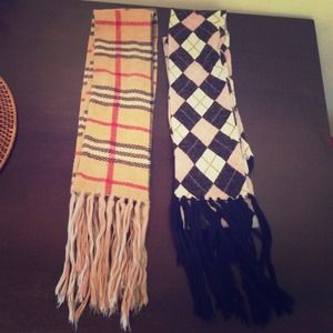 Burberry and Argyle patterned skinny scarves
