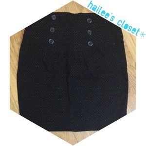 Double buttoned black polka dot skirt