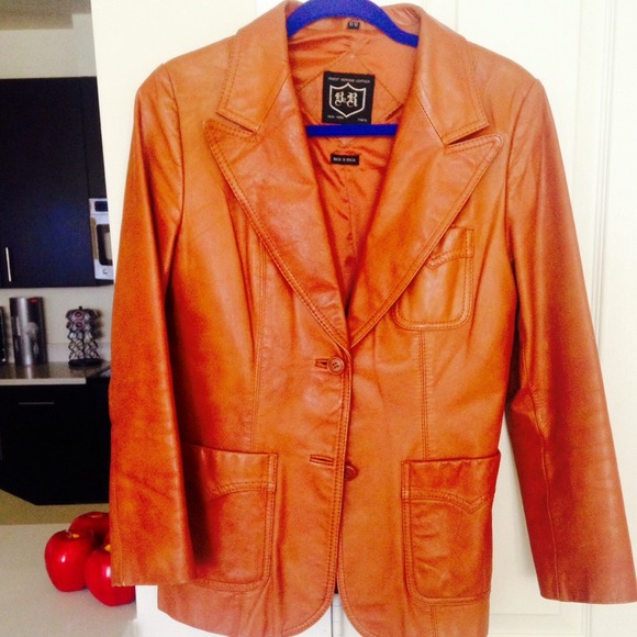 Cognac genuine leather blazer.. Nearly New