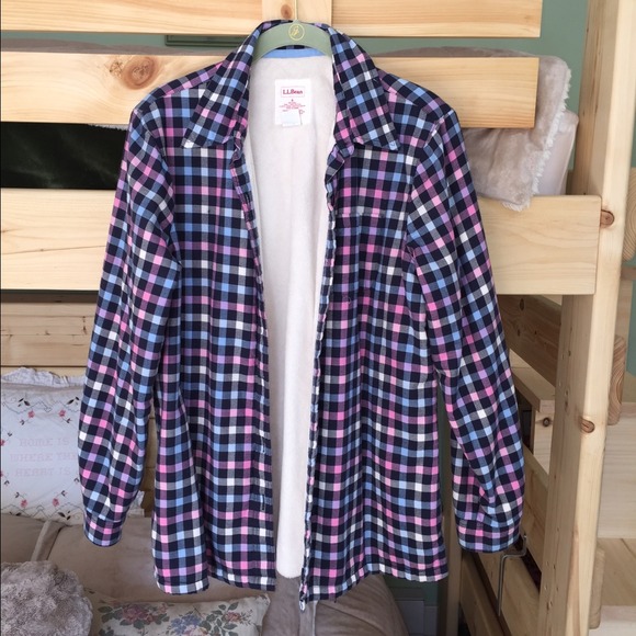 LL bean Fleece lined flannel checkered shirt