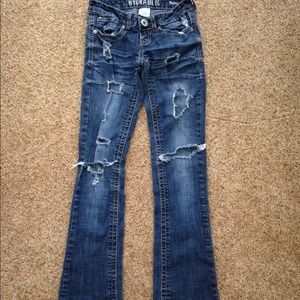 Bootcut Hydraulic ripped jeans