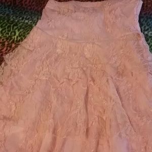 Adorable strapless pink lace dress size small