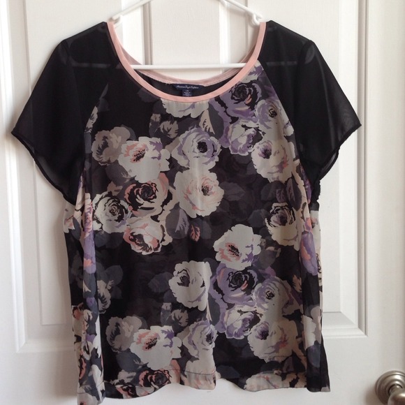 Sheer Floral american eagle shirt