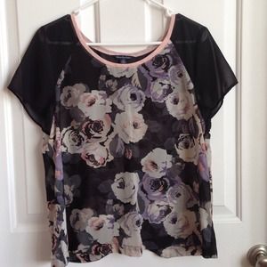 Sheer Floral american eagle shirt