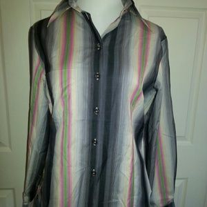 Paul Smith, Multi Colored Stripes, womens 12 shirt