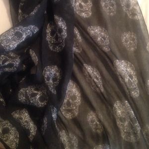 H&M Sheer Black Skull Scarf