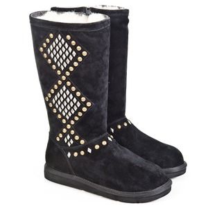 Black Studded Tall Sheepskin Ugg Boots