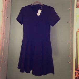 A black circle skirt dress