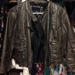 dark brown leather jacket