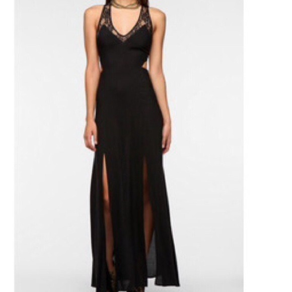 Black Lace Cut Out Maxi Dress
