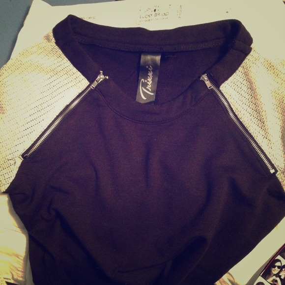 Black sweater dress with zippers