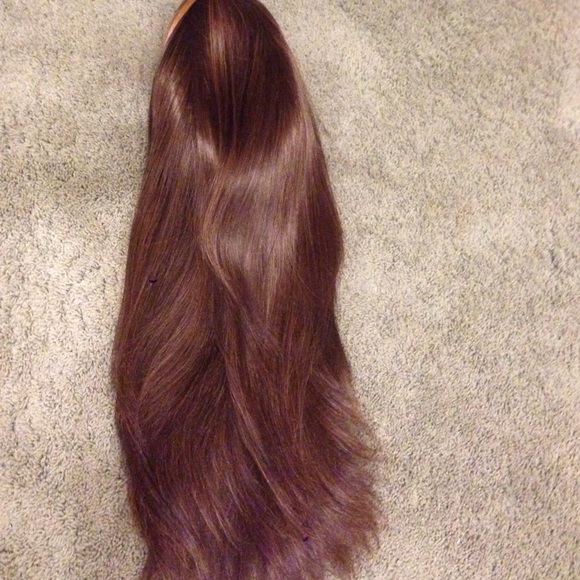 long  brown lace front wig