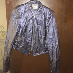 Navyblue motorcycle faux leather jacket