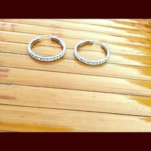 Faux diamond hoop earrings