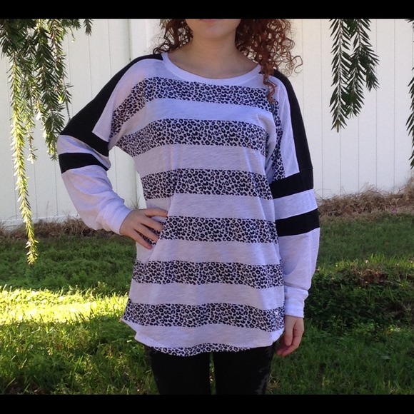 PINK Victoria's Secret Tops - Victoria's Secret Pink Leopard Varsity Tee