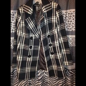 Black and White plaid peacoat 😊