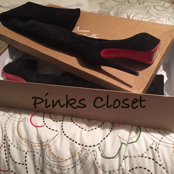 •SOLD• Thigh High Black Suede Boots - Picture 2 of 4