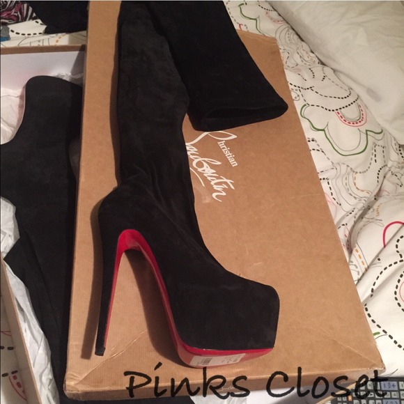 •SOLD• Thigh High Black Suede Boots - Picture 3 of 4