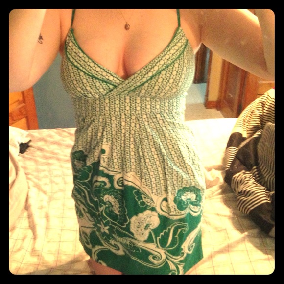 Green floral/White Dress VERY BEAUTIFUL