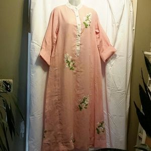 Unusual embroidered pink kaftan.