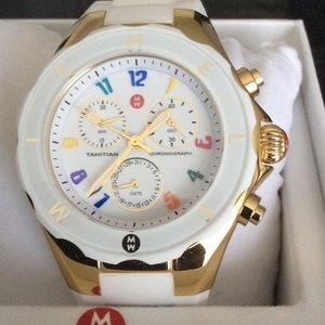 Michele Tahitian Jelly bean watch, White Carousel