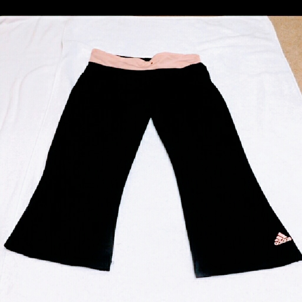 Adidas black and pink Capri work out pants