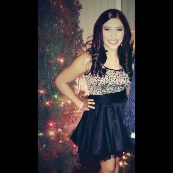 Black and champagne dress